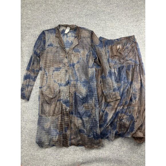 Lilith Dresses & Skirts - Lilith Jacket Skirt Set Womens Medium Small Blue Brown Mesh Sheer Made in France